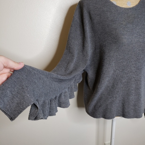 John + Jenn Ruffle Long Sleeve Pullover Ribbed Sweater Top 5% Wool - Picture 5 of 8